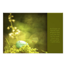 Robin's Egg on Moss with Inspirational Saying Photograph
