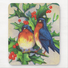 Robins & Holly Christmas Mousepads