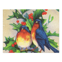 Robins & Holly Christmas Personalized Invites