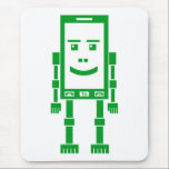 Robo Phone - Grass Green on White mousepads