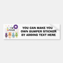 Robot 4th Birthday Tshirts and Gifts Bumper Sticker