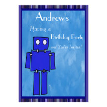 Robot 5th Birthday Invitations