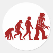 Robot Evolution - from man into robots Round Stickers