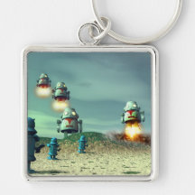 Robot Invasion From Above V2 Keychain