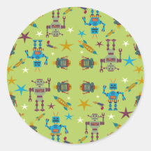 Robots and Rockets Round Stickers