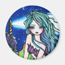 Rochelle Mermaid Fantasy Fairy Lighthouse Fridge Magnets