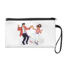 Rock and Roll Dancing Saddle shoes poodle skirt Wristlet Clutches