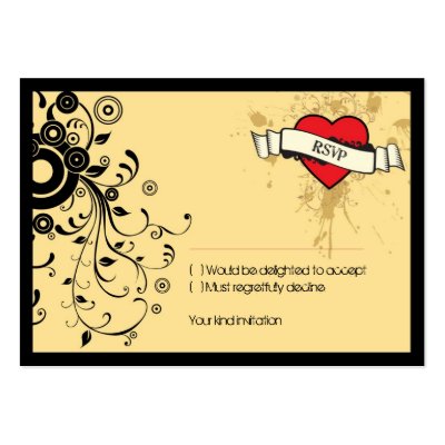 Rock and Roll Grungy Heart Brown RSVP Card by poptasticbride