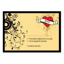 Rock and Roll Grungy Heart (Brown) RSVP Card Business Card Template