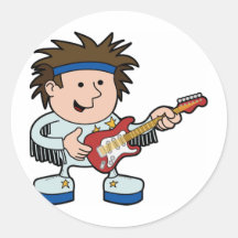 rock and roll star round stickers