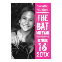 Rock Band Bat Mitzvah Invitation in Pink