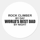 Rock Climber - World's Best Dad by Night Round Sticker