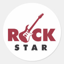 rock guitar runder sticker