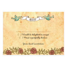 Rock 'n' Roll Wedding (Roses) RSVP Card Business Card Templates