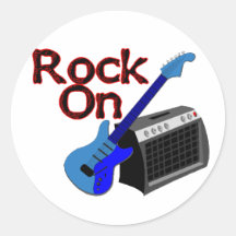 Rock On Guitar & Amp Round Stickers