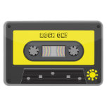 Rock on yellow  cassette with rainbow tape magnet