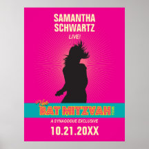 Rock Star Bat Mitzvah Poster in Hot Pink