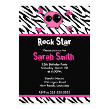 Rock Star Birthday Personalised Invite