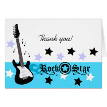 Rock Star Guitar *Blue* Thank you Note Card size