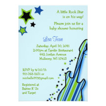 Rock Star Guitar Boy Baby Shower Invitations