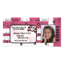 Rock Star Ticket Invitation or Thank You Card Picture Card