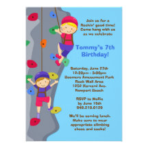 Rock Wall Climbing Birthday Party Invitation