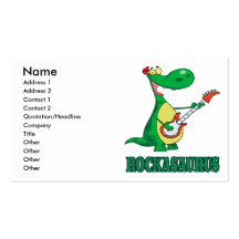 rockasaurus rock n roll dino dinosaur.ai business card