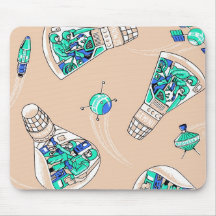 Rocket Man Retro Gemini Rockets in Space Mouse Pads