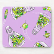 Rocket Man Retro Gemini Rockets in Space Mousepad