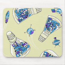 Rocket Man Retro Gemini Rockets in Space Mouse Pads