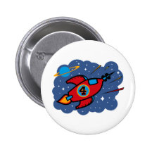 Rocket Ship 4th Birthday Pin