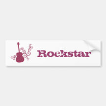 Rockstar Guitar Bumper Sticker, Fuchsia