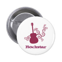 Rockstar Guitar Button, Fuchsia