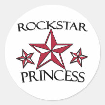 Rockstar Princess Round Stickers