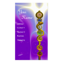 ROD OF ASCLEPIUS WITH 7 CHAKRAS ,SPIRITUAL ENERGY BUSINESS CARD TEMPLATE