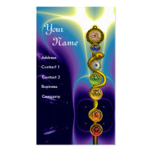 ROD OF ASCLEPIUS WITH 7 CHAKRAS ,SPIRITUAL ENERGY BUSINESS CARD TEMPLATES