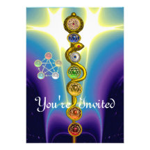 ROD OF ASCLEPIUS WITH 7 CHAKRAS ,SPIRITUAL ENERGY CUSTOM INVITE