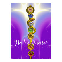ROD OF ASCLEPIUS WITH 7 CHAKRAS ,SPIRITUAL ENERGY PERSONALISED ANNOUNCEMENTS