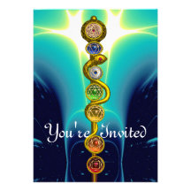 ROD OF ASCLEPIUS WITH 7 CHAKRAS ,SPIRITUAL ENERGY PERSONALISED ANNOUNCEMENT