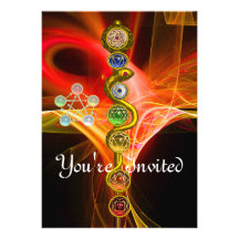 ROD OF ASCLEPIUS WITH 7 CHAKRAS ,SPIRITUAL ENERGY CUSTOM INVITATION