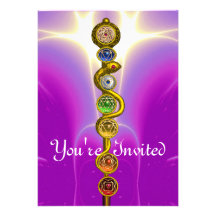 ROD OF ASCLEPIUS WITH 7 CHAKRAS ,SPIRITUAL ENERGY CUSTOM INVITE
