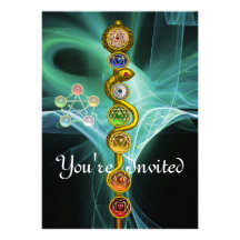 ROD OF ASCLEPIUS WITH 7 CHAKRAS ,SPIRITUAL ENERGY PERSONALISED ANNOUNCEMENTS