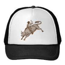 Rodeo cowboy bull riding trucker hat