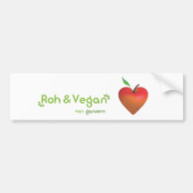 Roh & vegan von ganzem Herzen (rotes Apfelherz) Autoaufkleber