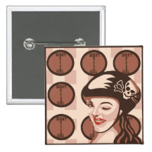 roller derby girl buttons