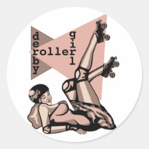 roller derby girl pin up sticker