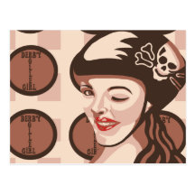 roller derby girl postcard