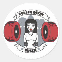 Roller Derby Queen Round Stickers