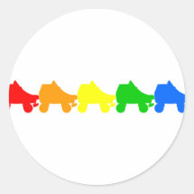 roller skate rainbow round stickers
