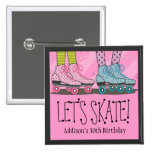 Roller Skating Birthday Party Favour for Girls Button